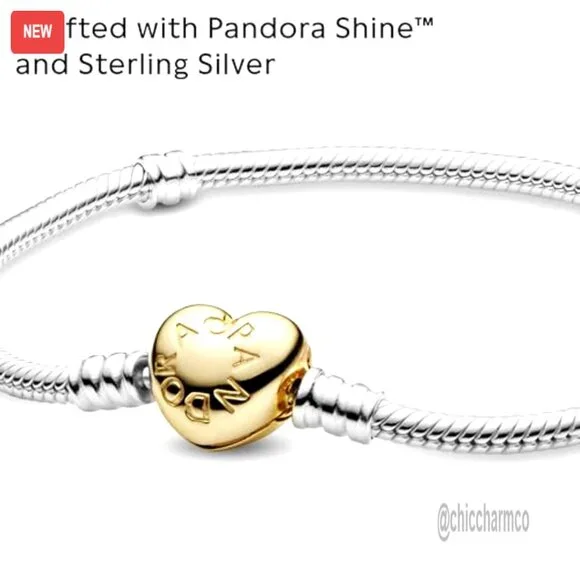 Sterling Silver Snake Chain Bracelet with Heart Clasp, 7.5 Inches, Gift Box